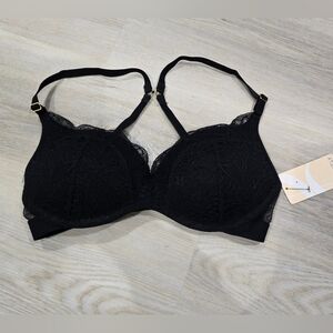 Lively Lace Trim No Wire Pushup Bra Everyday Support Black 34C NWT